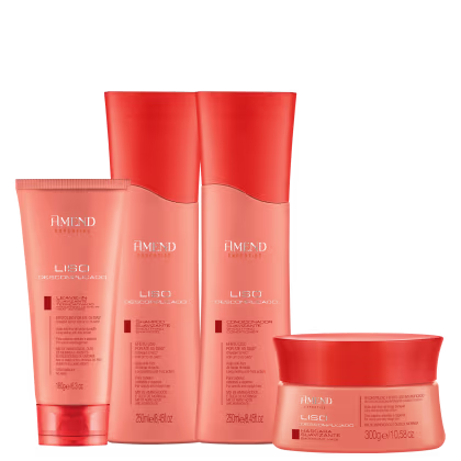 Kit Amend Cosméticos Liso Descomplicado Shampoo, Condicionador, Máscara e Leave-in