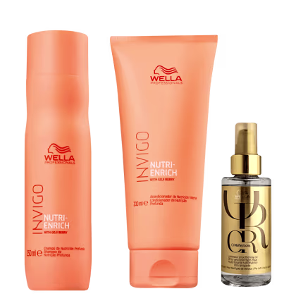 Kit Wella Professionals Invigo Nutri-Enrich + Oil Reflections Essential Care, 3 produtos.
