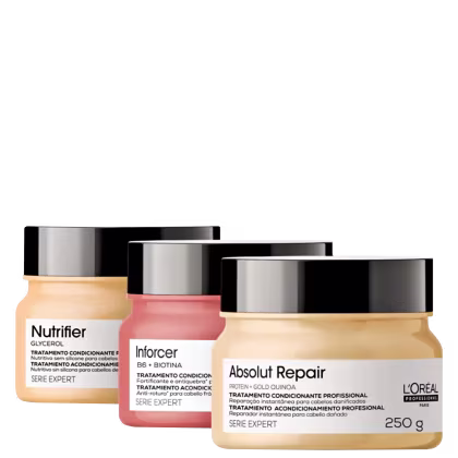 Kit L'Oréal Professionnel Serie Expert Absolut Repair Nutrifier Inforcer Trio, 3 produtos.