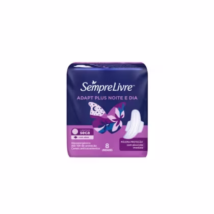 Imagem do produto Sempre Livre Adapt Plus Noite e Dia Seca - Absorvente com Abas (8 Unidades)