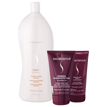 Imagem do produto Kit Senscience Purify Shampoo Renewal Máscara e Mostuire Leave-in (3 produtos)