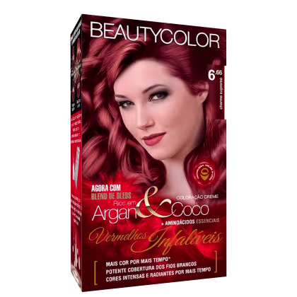 Imagem do produto BeautyColor Argan & Coco Vermelhos Infalíveis 6.66 Louro Escuro Vermelho Profundo - Coloração Permanente 45g