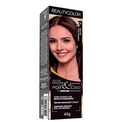 Imagem do produto BeautyColor Argan & Coco 5.3 Castanho Claro Dourado - Coloração Permanente 45g