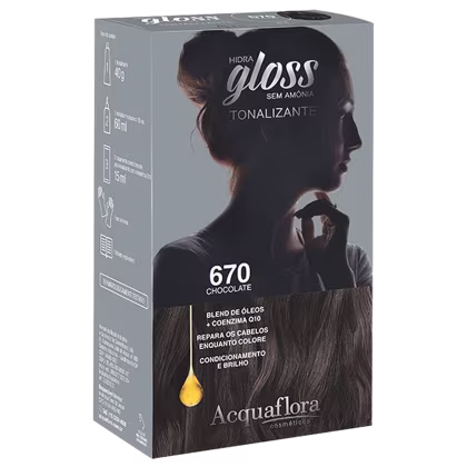 Imagem do produto Kit Acquaflora Hidra Gloss 670 Chocolate - Tonalizante