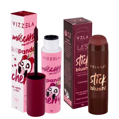 Imagem do produto Kit Vizzela: Blush Stick Red e Máscara de Cílios No Panda Bordô