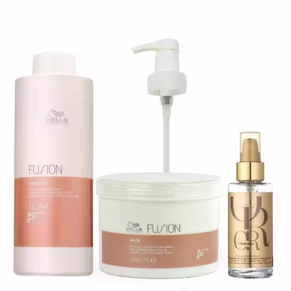 Imagem do produto Kit Wella Professionals Fusion Triple Salon Repair + Válvula Pump (3 Produtos)