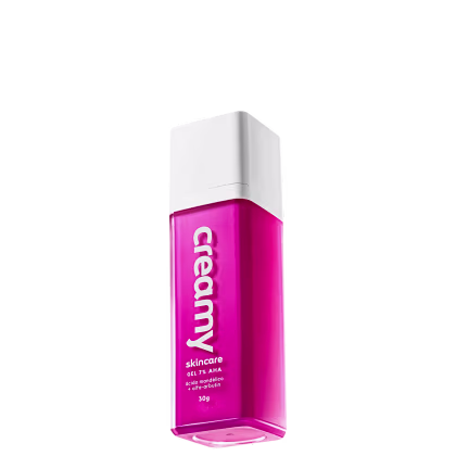 A imagem mostra um frasco retangular transparente de gel antiacne cor pink e tampa branca.