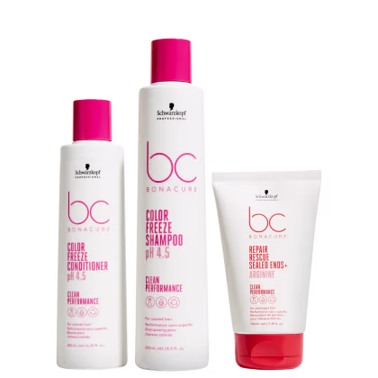 Kit Schwarzkopf Professional Color Freeze + Repair Rescue, 3 produtos.