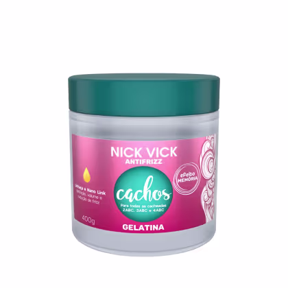 Gelatina Ativadora de Cachos Nick & Vick Antifrizz Cachos, 400g.