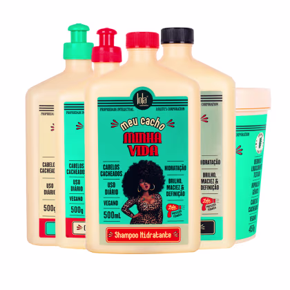 Imagem do produto KIT LOLA CSM MEU CACHO MINHA VIDA SH 500ML+COND 500ML+MÁSC 450G+CREME DE PENTEAR 500G+FINALIZADOR 500G