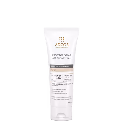 Imagem do produto Adcos Mousse Mineral Tonalizante FPS 50 Peach - Protetor Solar Facial com Cor 40g