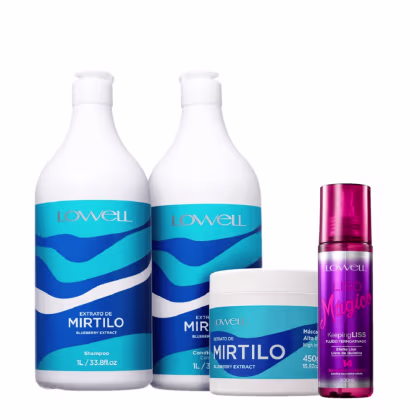 Imagem do produto Kit Lowell Extrato de Mirtilo Salon Liss Termoativado (4 Produtos)