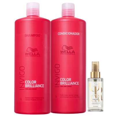 Imagem do produto Kit Wella Professionals Invigo Color Brilliance +Oil Reflections Light Salon Trio (3 Produtos)