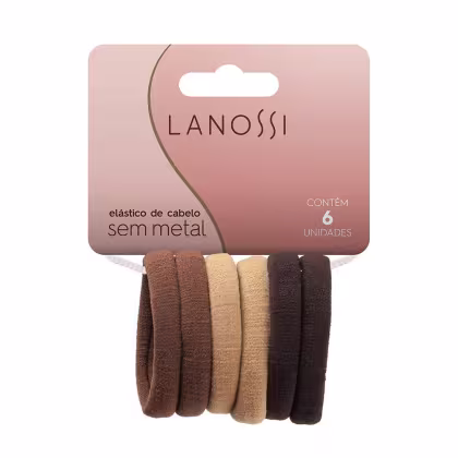 Imagem do produto Lanossi Cappuccino Sem Metal - Elástico de Cabelo (6 Unidades)