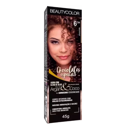 Imagem do produto BeautyColor Argan & Coco Chocolates Especiais 6.34 Chocolate - Coloração Permanente 45g