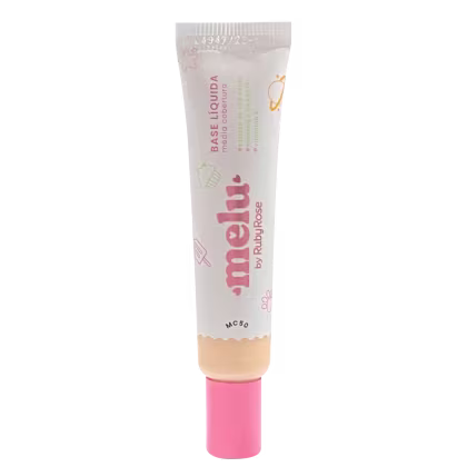 Tubo de creme dental da marca Mellu, com embalagem rosa e branca. O rótulo apresenta o nome da marca em destaque e informações sobre o produto.