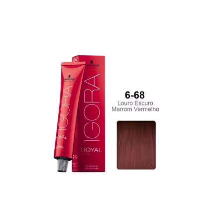 Imagem do produto Schwarzkopf Professional Igora Royal 6-68 Louro Escuro Marrom Vermelho - Coloração Permanente 60ml