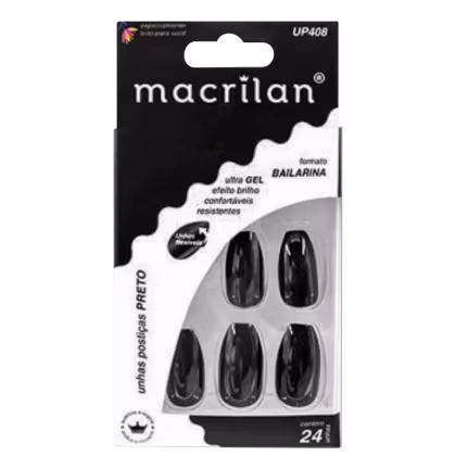 Imagem do produto Macrilan Bailarina Preto - Unhas Postiças (24 Unidades)