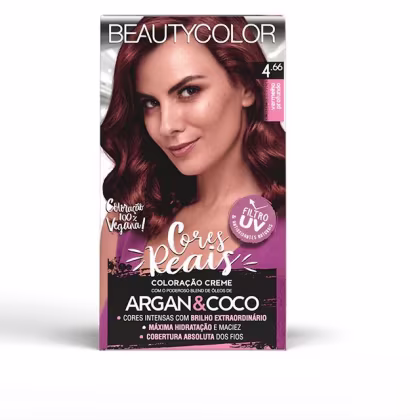 Imagem do produto BeautyColor Argan & Coco Cores Reais 4.66 Vermelho Profundo - Coloração Permanente 45g