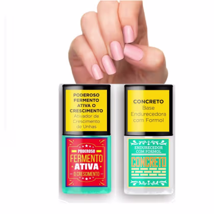 Imagem do produto Kit Top Beauty Base Fortalecedora para Unhas Fermento Ativa + Concreto (2 Produtos)