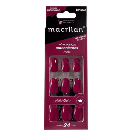 Imagem do produto Macrilan Efeito Gel Rubi UP702A - Unhas Postiças (24 Unidades)
