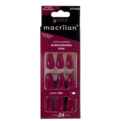 Imagem do produto Macrilan Efeito Gel Rubi UP702B - Unhas Postiças (24 Unidades)