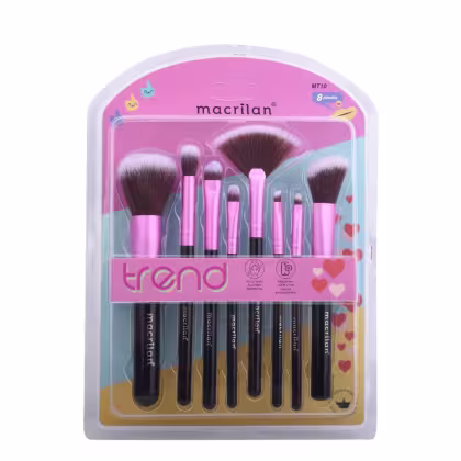 Imagem do produto Kit com 8 Pinceis para Maquiagem Macrilan Trend - MT10 - Rosa
