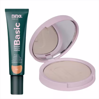 Imagem do produto Kit Nina Makeup Base Líquida Basic e Pó Comapcto Instant Cor 2