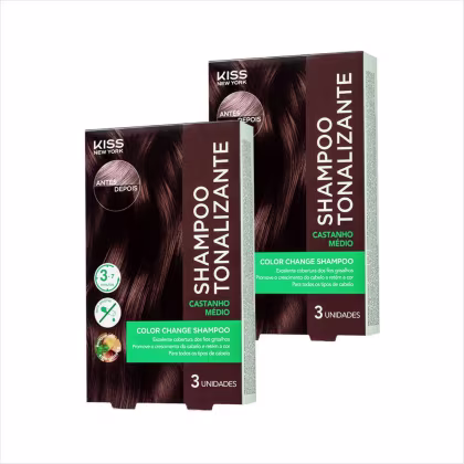 Imagem do produto Kit Kiss NY Shampoo Tonalizante Castanho Médio 2Un