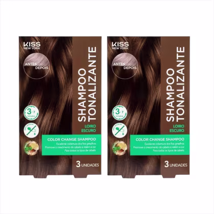 Imagem do produto Kit Kiss NY Shampoo Tonalizante Loiro Escuro 2 Un