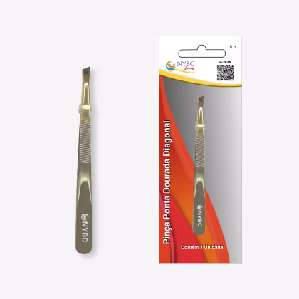 Imagem do produto Pinça Ponta Reta Dourada Para Uso Profissional NYBC Beauty