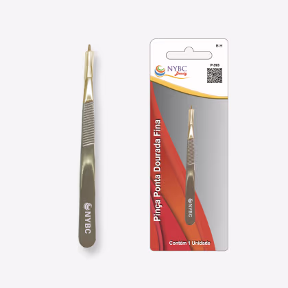 Imagem do produto Pinça Ponta Fina Dourada Fios Curtos Precisão NYBC Beauty