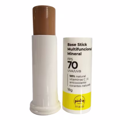 Imagem do produto Piatan Natural Make Base Stick Multifuncional Mineral FPS 70 UVA/UVB Bege Médio Vegano 3,8g