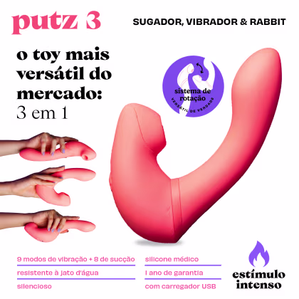 Imagem do produto Sugador de clitóris PUTZ 3 , vibrador e rabbit recarregável