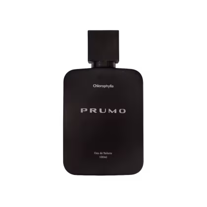 Frasco preto de perfume Chlorophylla da linha Prumo, com 100ml de capacidade e rótulo destacado em letras brancas.