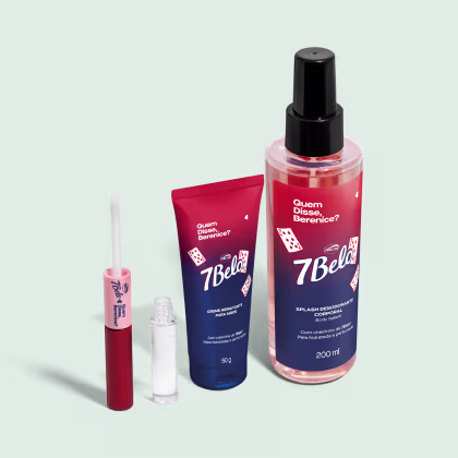 Imagem do produto Combo QDB 7Belo: Batom Duo Gloss Vermelho Exclusivo 8ml + Creme para mãos 50g + Body Splash 200ml