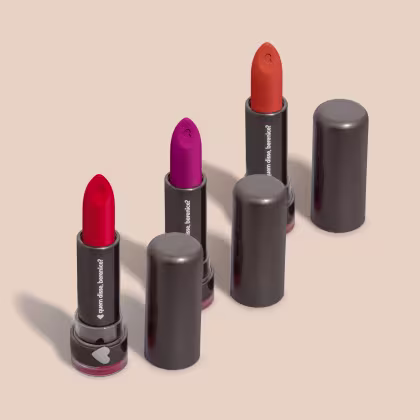 Imagem do produto Combo Batons Mates e Hidratantes: Laranja Quentito 3,8g + Rosa Magentex 3,8g + Vermelho Framboesita 3,8g