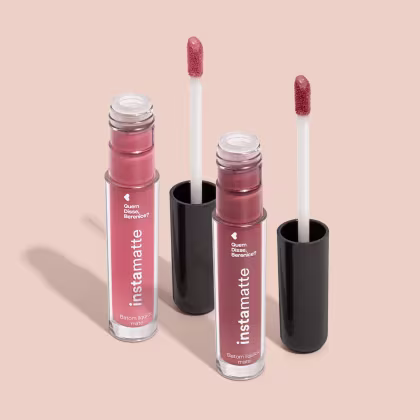 Imagem do produto Combo Instamatte: Batom Líquido Rosa Rosetali 4ml + Batom Líquido Bege Castanheli 4ml