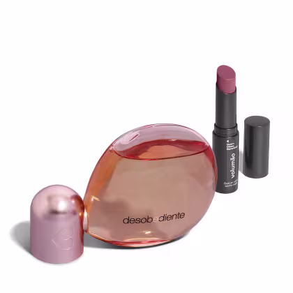 A imagem mostra Conjunto Quem Disse, Berenice? com Eau de Parfum Desobediente 100ml + Batom Volumão Rosa Roseirê 3,4g