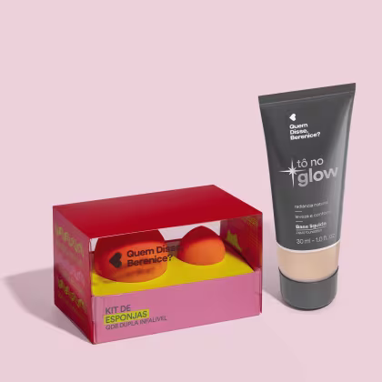 Imagem do produto Combo Base Líquida Tô no Glow Cor 120N 30ml + Kit de Esponjas QDB