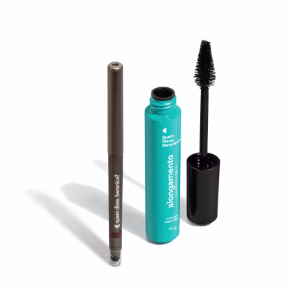 Kit Quem Disse, Berenice? com Máscara de Cílios Alongamento Resistente à Água 10ml + Lápis para Olhos Esfumador Marrom 200mg
