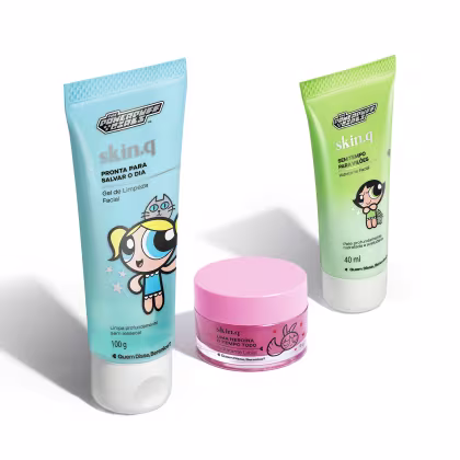 Imagem do produto Combo Rotina Poderosa QDB As Meninas Super Poderosas:Gel de Limpeza Facial 100g + Hidratante Facial 40ml + Hidratante Labial 9g