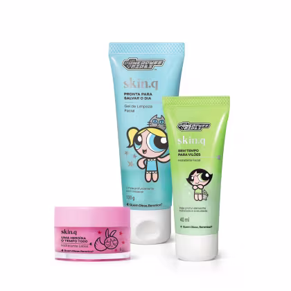 Imagem do produto Combo Rotina Poderosa QDB As Meninas Super Poderosas:Gel de Limpeza Facial 100g + Hidratante Facial 40ml + Hidratante Labial 9g