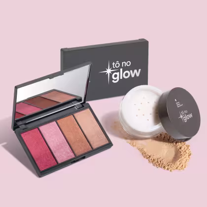 Imagem do produto Combo Make Iluminada Tô No Glow: Paleta de Maquiagem Multifuncional 14,2g + Pó Solto Translúcido Cor 2 9g