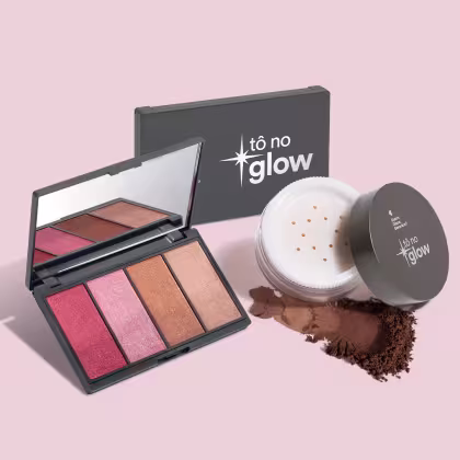 Imagem do produto Combo Make Tô No Glow: Paleta de Maquiagem Multifuncional 14,2g + Pó Solto Translúcido Cor 5 9g