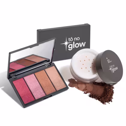 Imagem do produto Combo Make Tô No Glow: Paleta de Maquiagem Multifuncional 14,2g + Pó Solto Translúcido Cor 5 9g