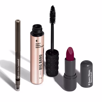 Imagem do produto Combo Make Básica: Máscara Big Bang 10g + Lápis Esfumador Pretô 200mg + Batom Rosa 223 Cremoso 3,8g