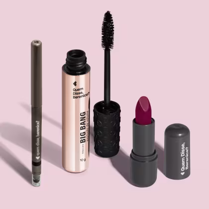 Imagem do produto Combo Make Básica: Máscara Big Bang 10g + Lápis Esfumador Pretô 200mg + Batom Rosa 223 Cremoso 3,8g