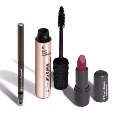 Imagem do produto Combo Make Básica: Máscara Big Bang 10g + Lápis Esfumador Pretô 200mg + Batom Rosa 250 Cremoso 3,8g