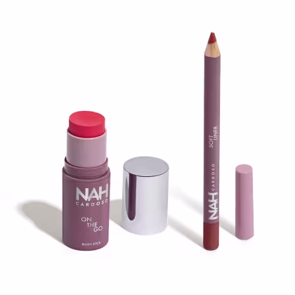 Imagem do produto Combo By Nah Cardoso:  Lápis Contorno Labial Rosa Bold 1,1g +  Blush Stick Marrom Lovely 5g
